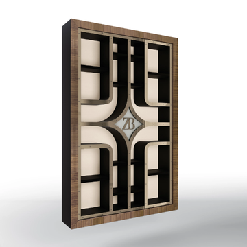 SIRIO - Open floating metal bookcase and eucalyptus frame by BRUNO ZAMPA - view 3